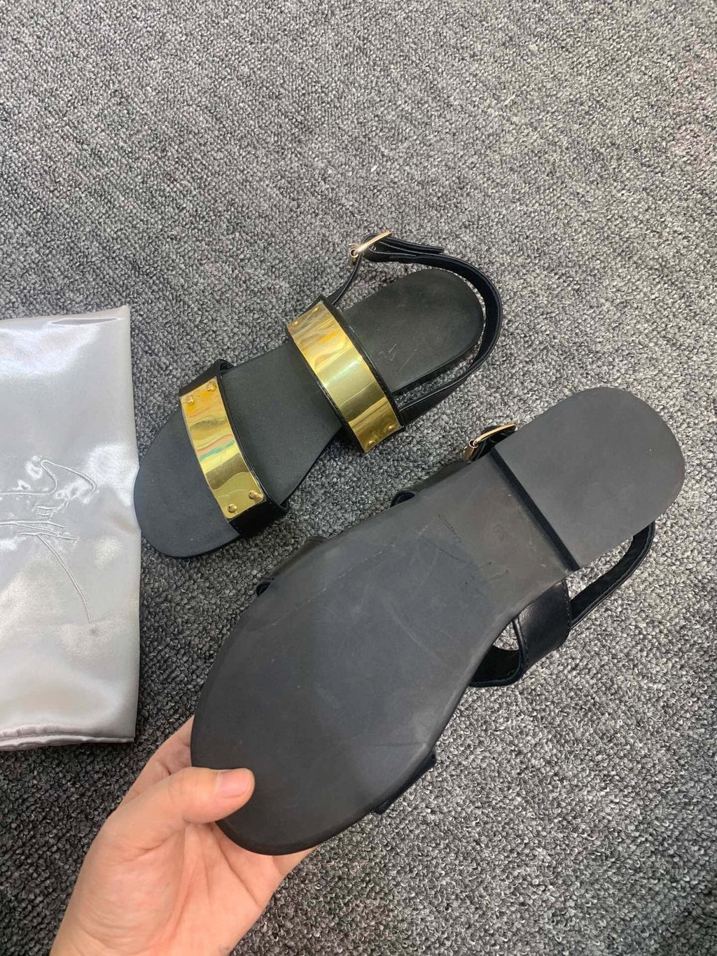 Giuseppe Zanotti Black Gold-Tone Open-Toe Sandals — back