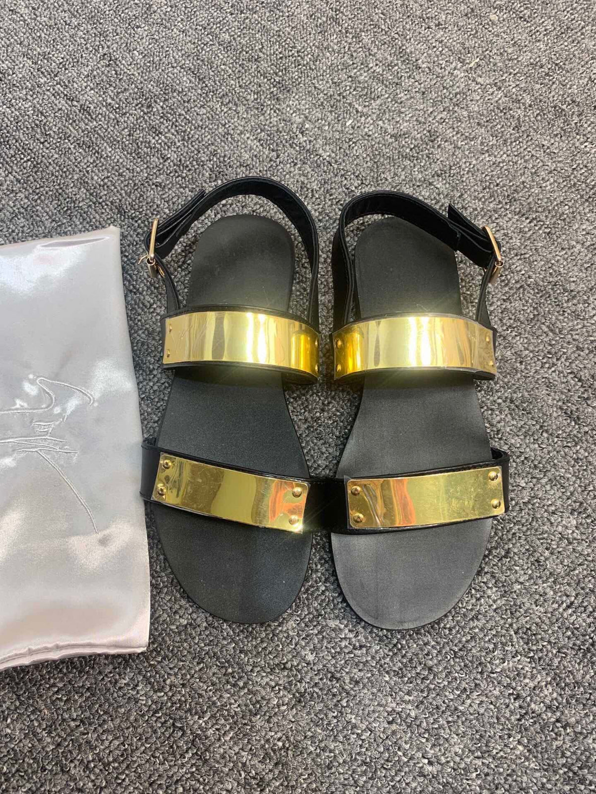 Giuseppe Zanotti Black Gold-Tone Open-Toe Sandals — hero