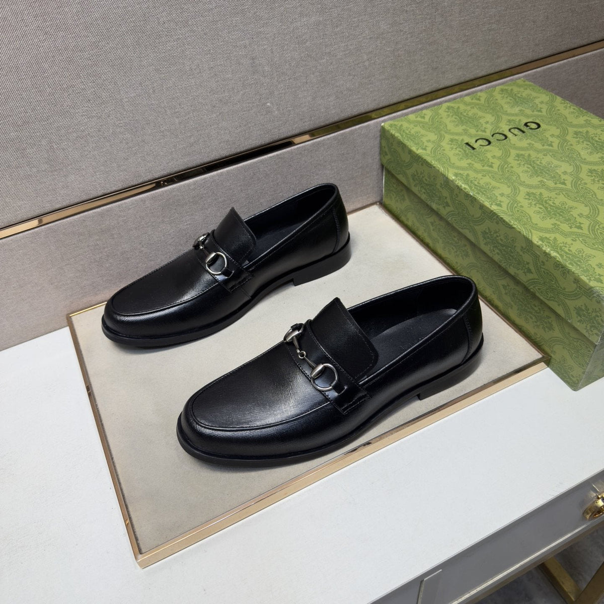 Gucci Black Metal-Detail Loafers — front