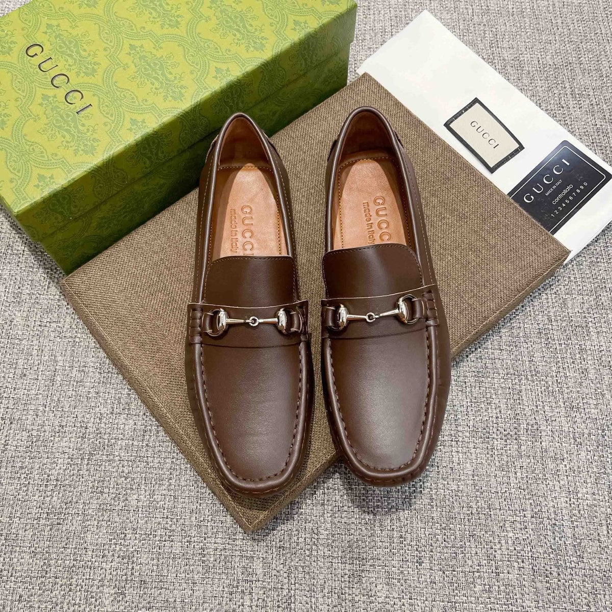 Gucci Brown Bit Loafers — front