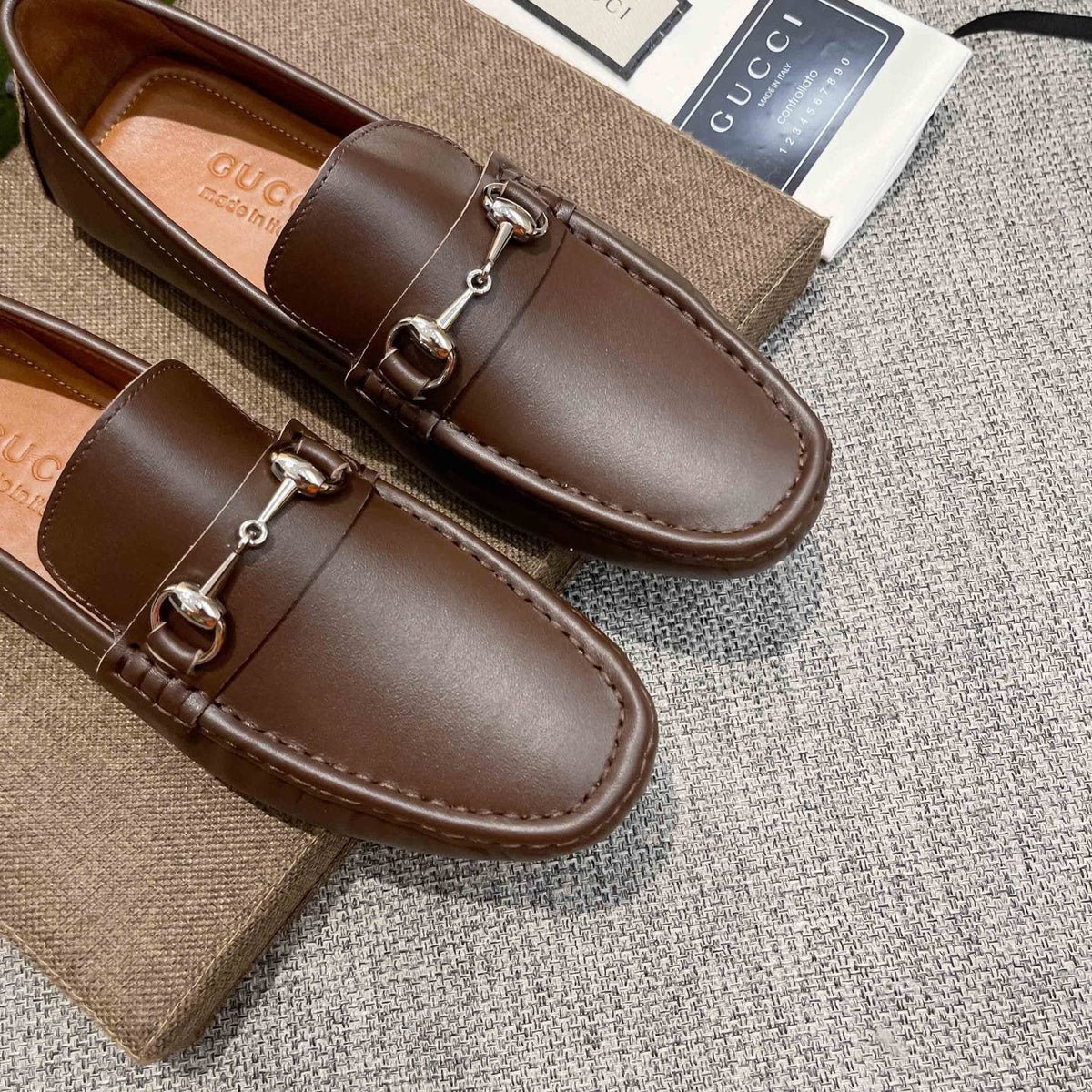 Gucci Brown Bit Loafers — front