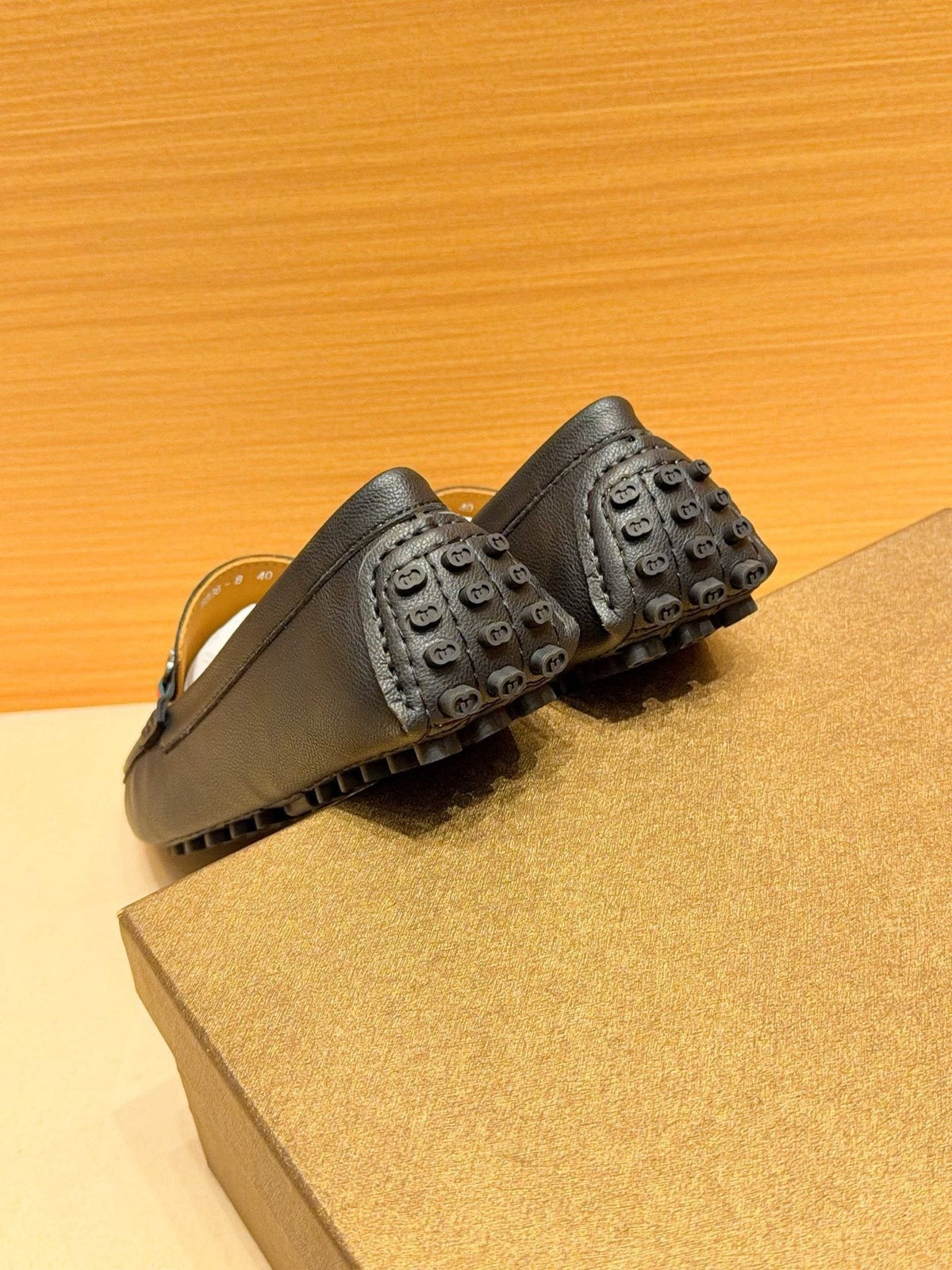 Gucci Black Textured Loafers — back