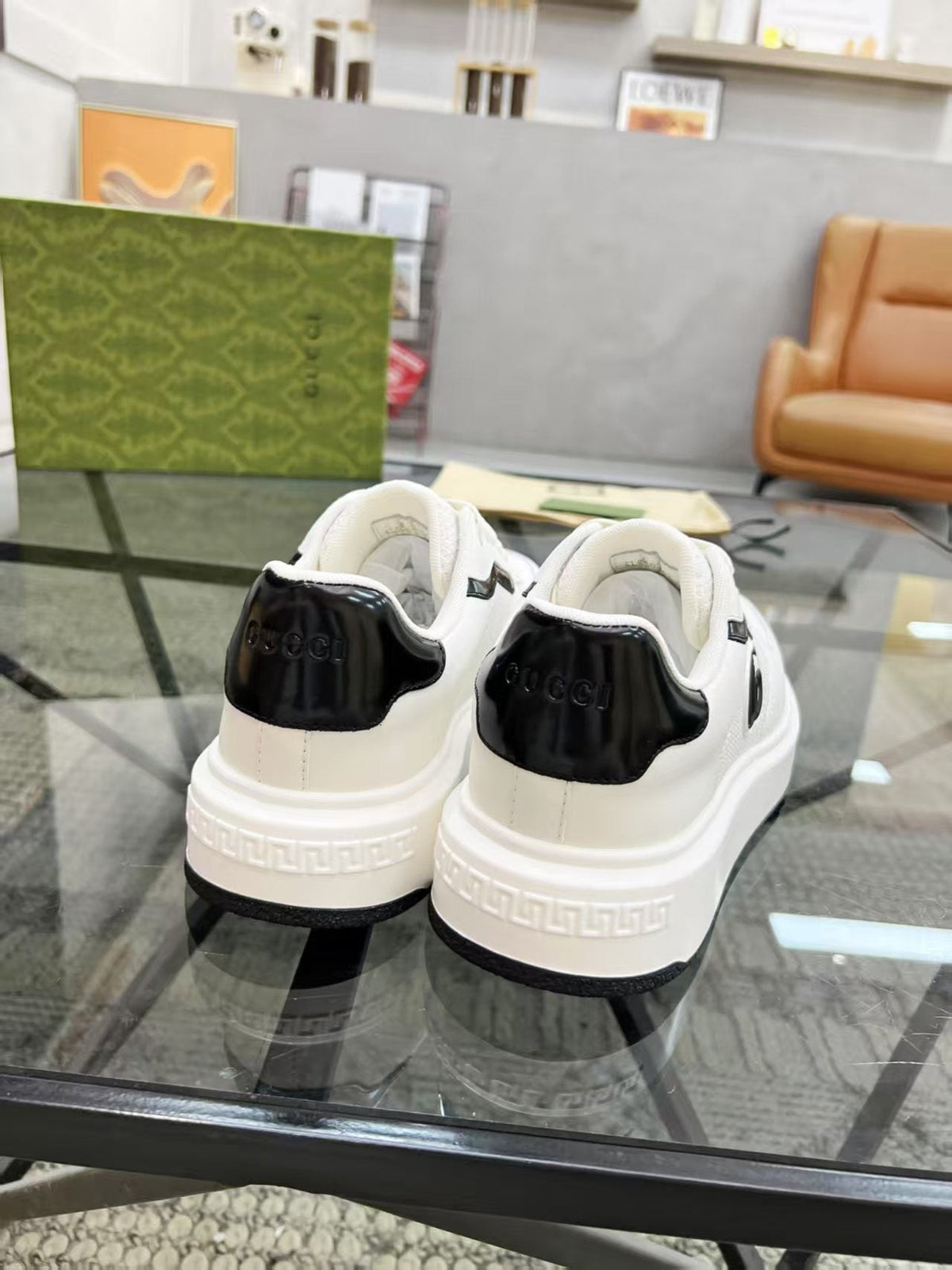 GUCCI White and Black Low-Top Sneakers — back