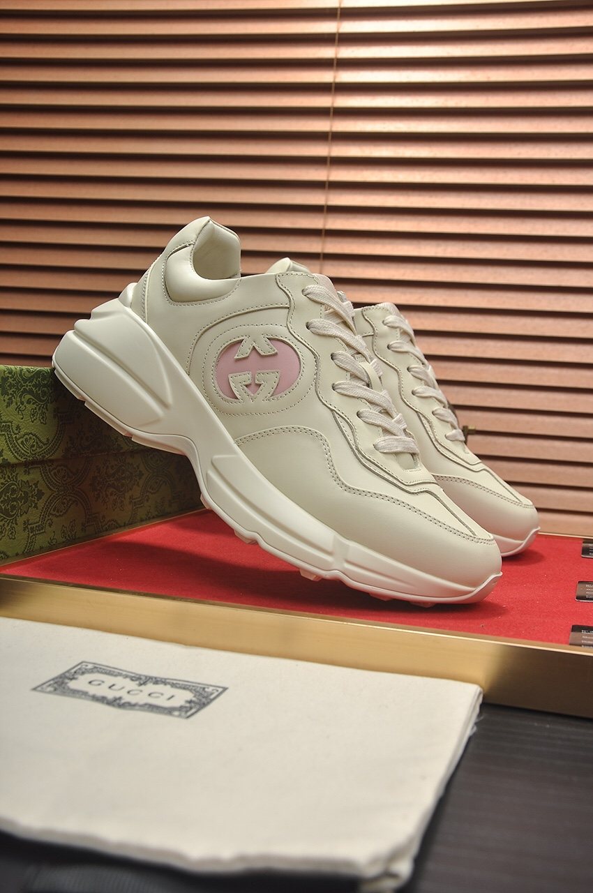 Gucci Ivory and Pale Pink Chunky Sneakers — front