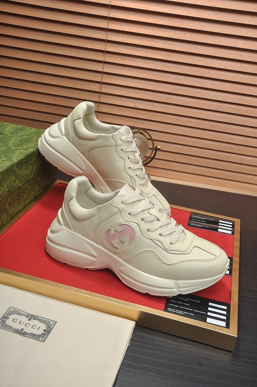 Gucci Ivory and Pale Pink Chunky Sneakers — front