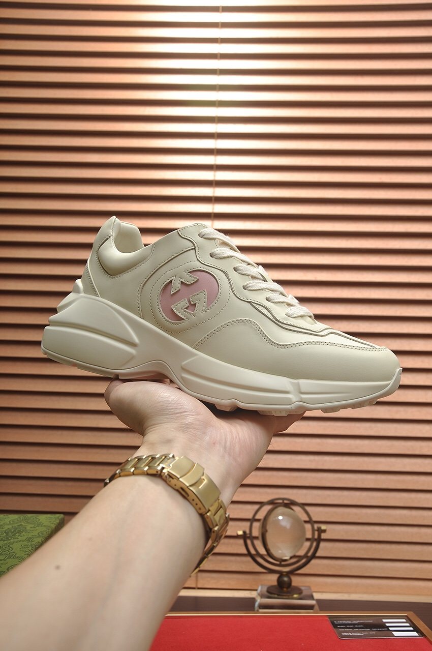 Gucci Ivory and Pale Pink Chunky Sneakers — side