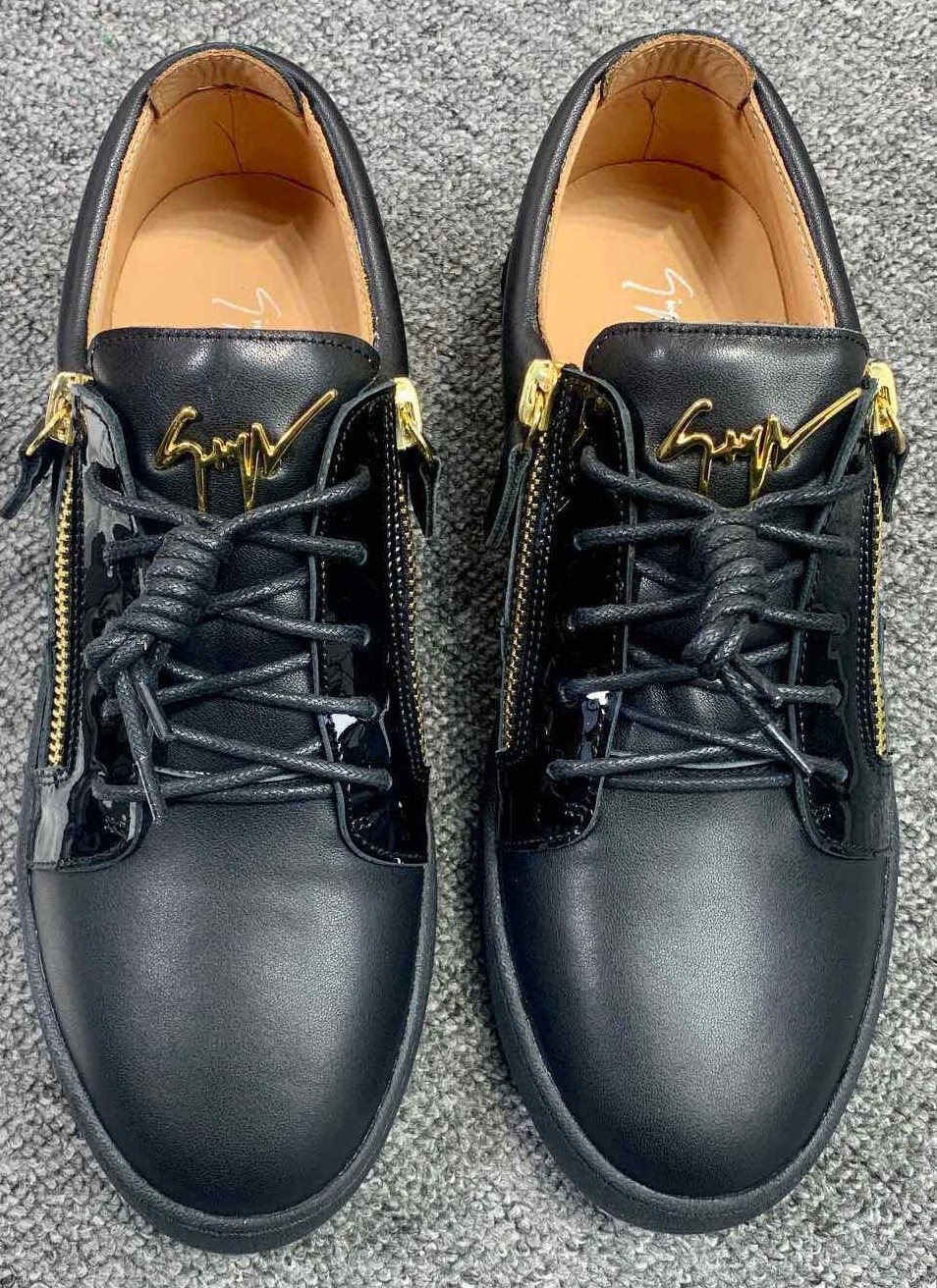 Giuseppe Zanotti Black Gold-Zip Low-Top Sneakers — hero