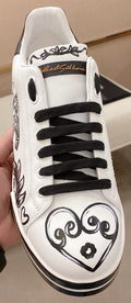 Dolce & Gabbana White Graphic Lace-Up Sneakers — hero