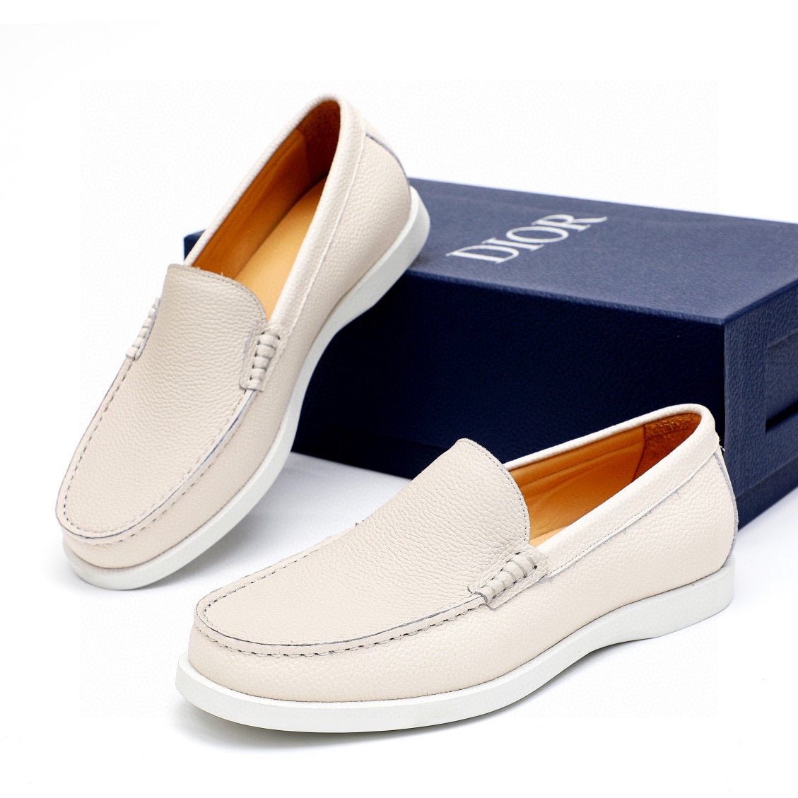 Dior Pebble-Grain Slip-On Shoes — front