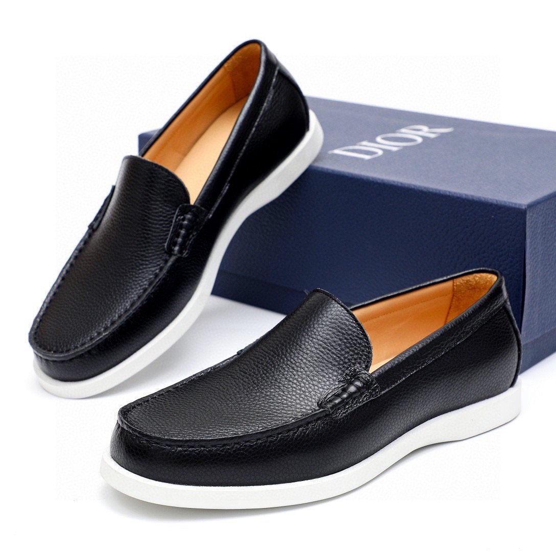 Dior Pebble-Grain Slip-On Shoes — front