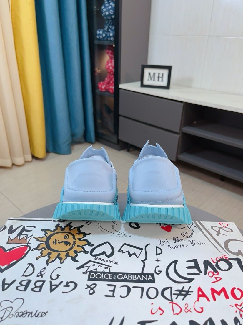 Dolce & Gabbana Turquoise Light Blue & White Sneakers — back