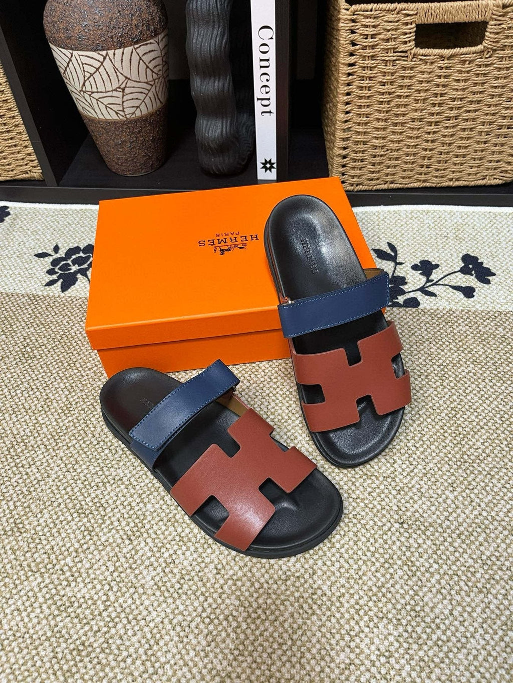 Hermes Kazimir Cutout Slide Sandals — front