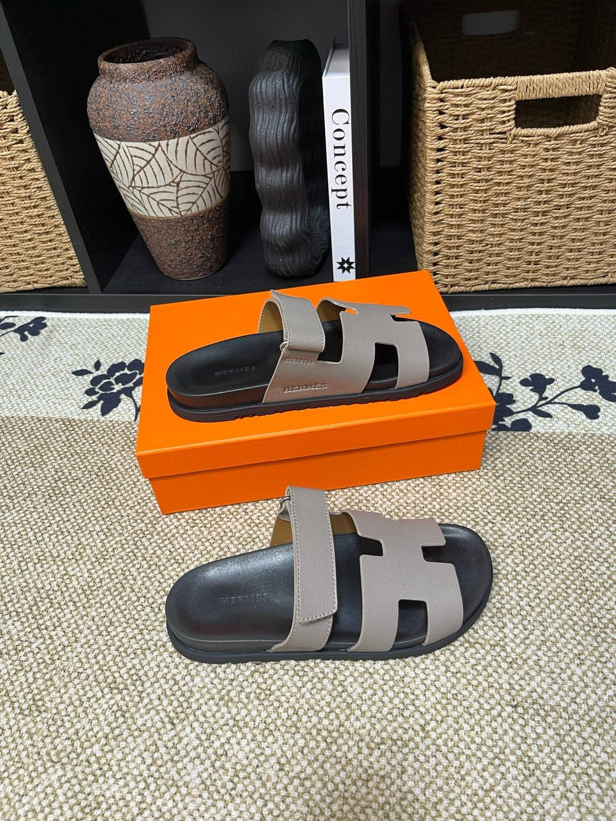 Hermes Kazimir Cutout Slide Sandals — side