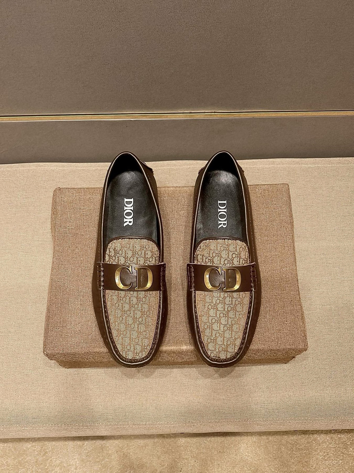 Dior Patterned Vamp Buckle Loafers — front