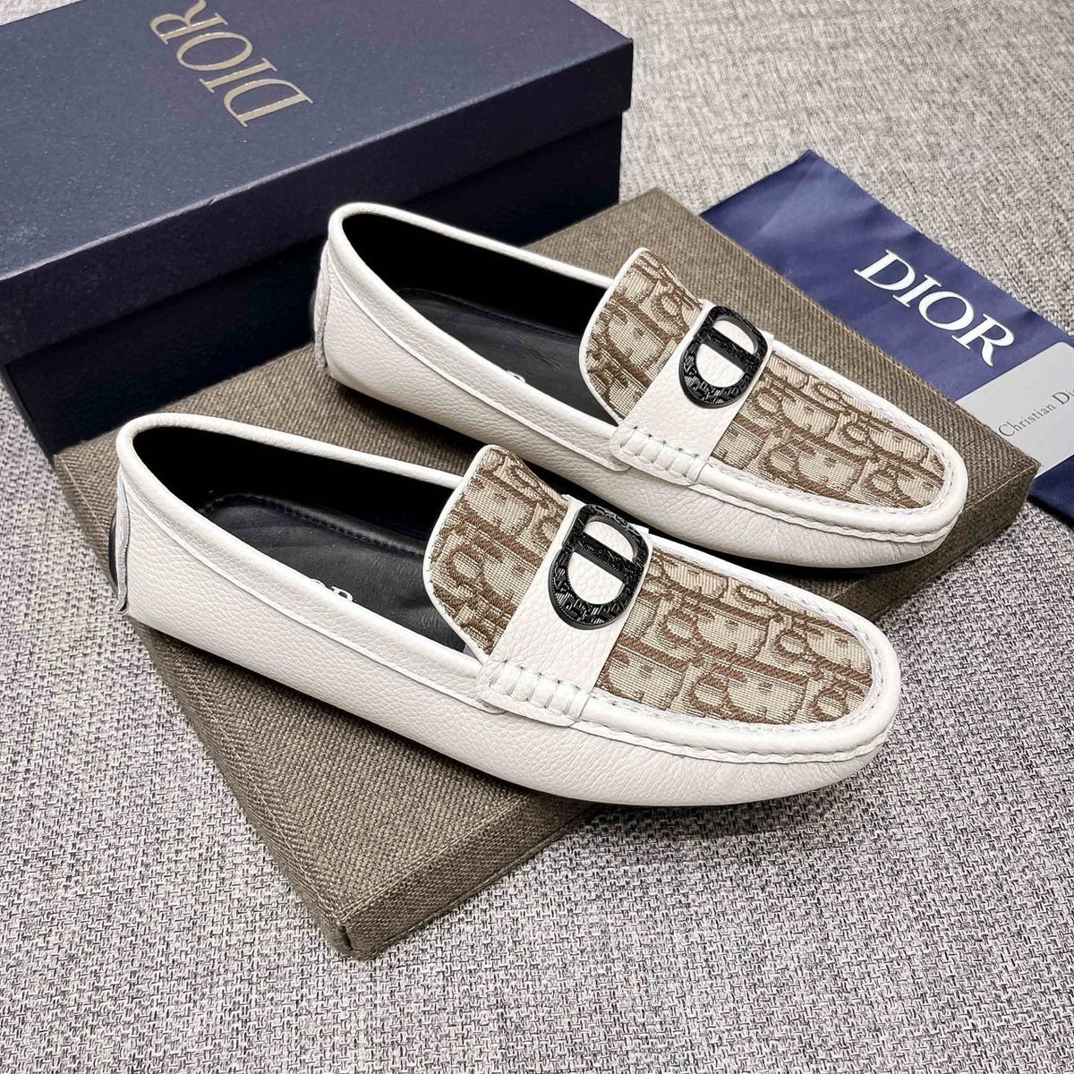 Dior Patterned Vamp Loafers — front