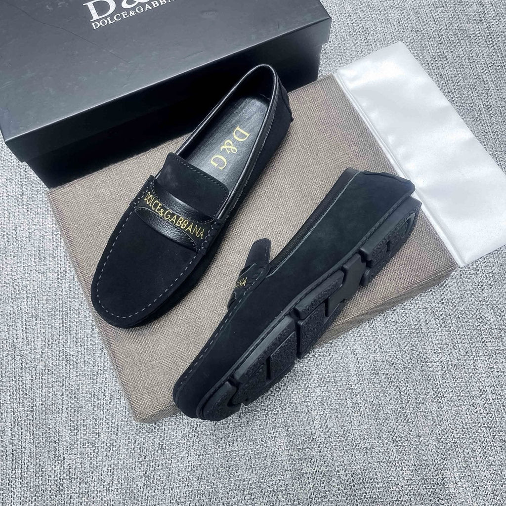 Dolce & Gabbana Gold-Detail Loafers — side