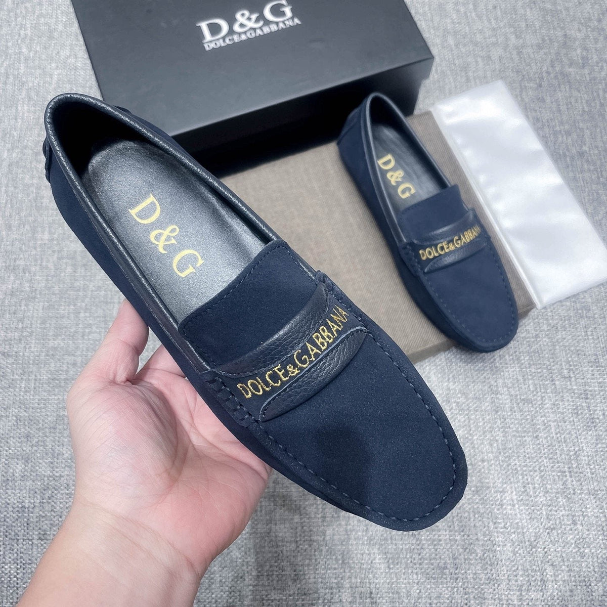 Dolce & Gabbana Gold-Detail Loafers — model
