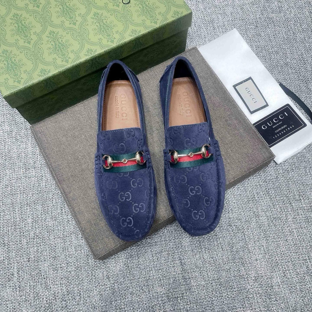 Gucci GG-Pattern Horsebit-Style Loafers — front