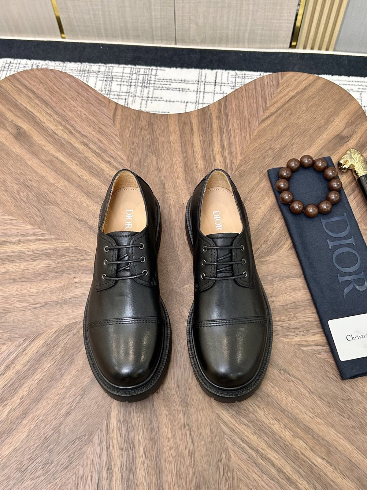 Dior Lug Sole Lace-Up Dress Shoes — front