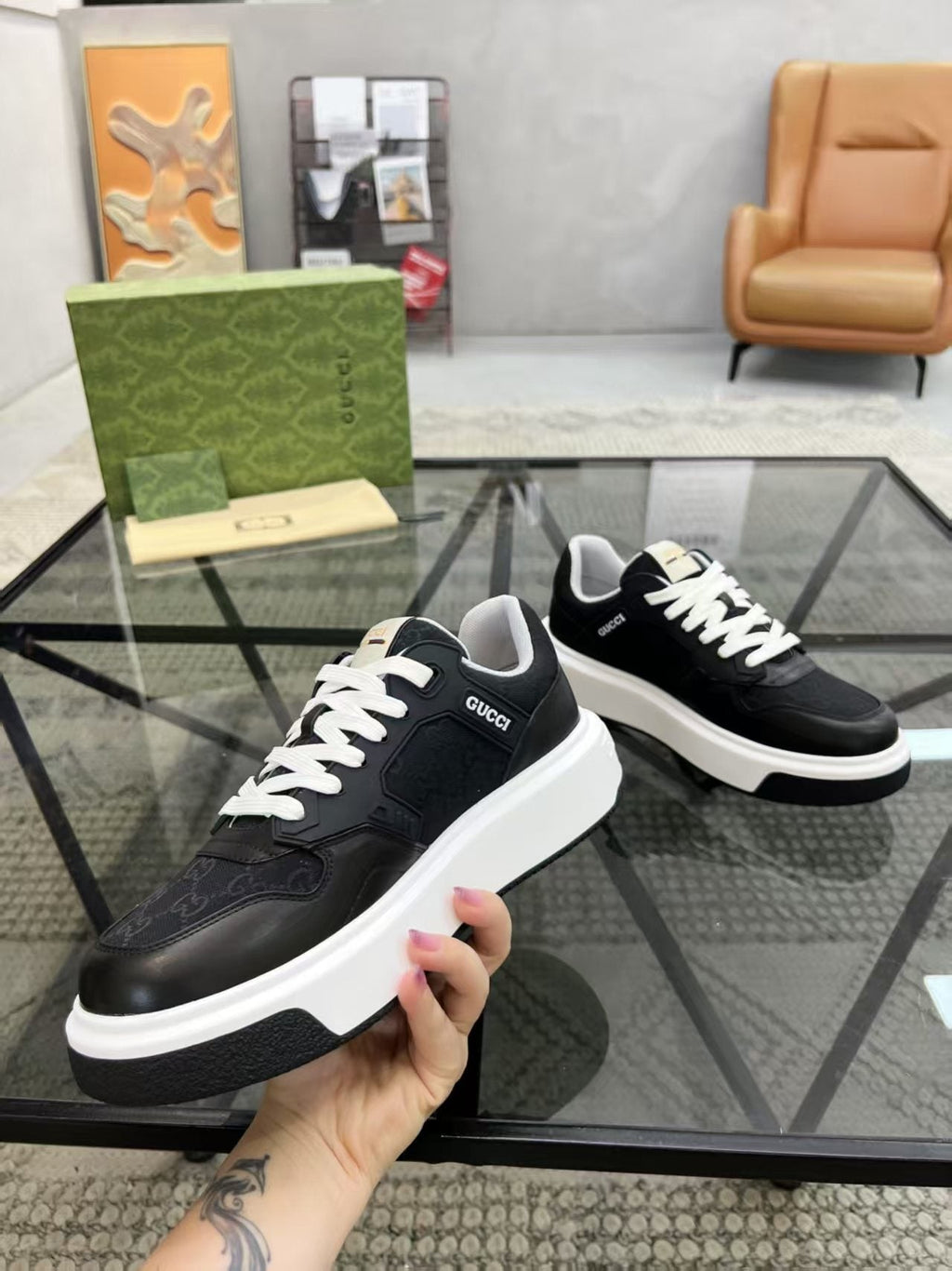 Gucci Monogram Low-Top Sneakers — side