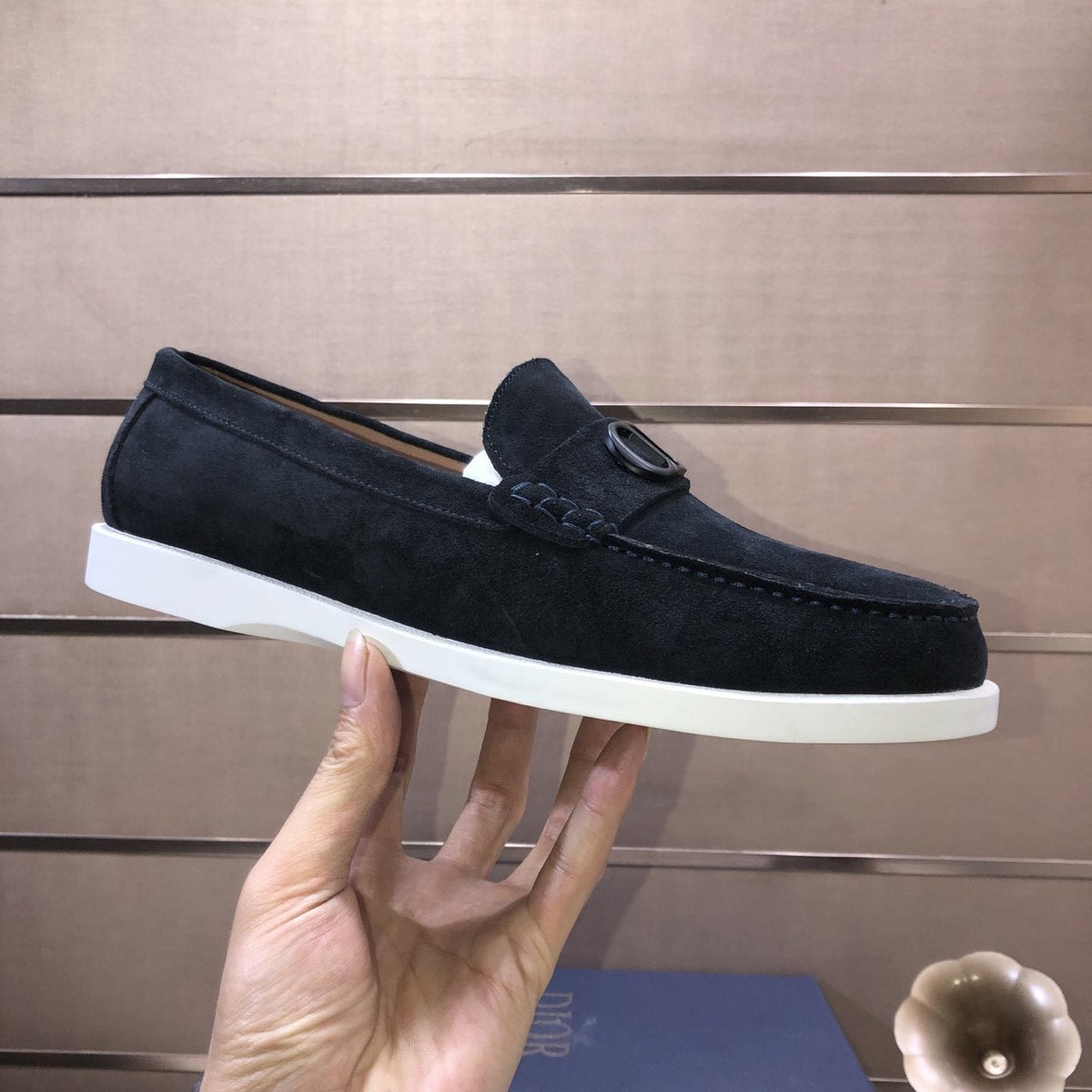 Dior Metal Hardware Slip-On Loafers — side