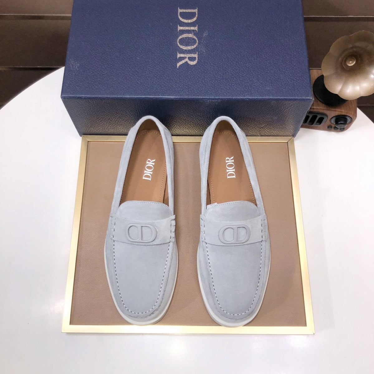 Dior Metal Hardware Slip-On Loafers — front