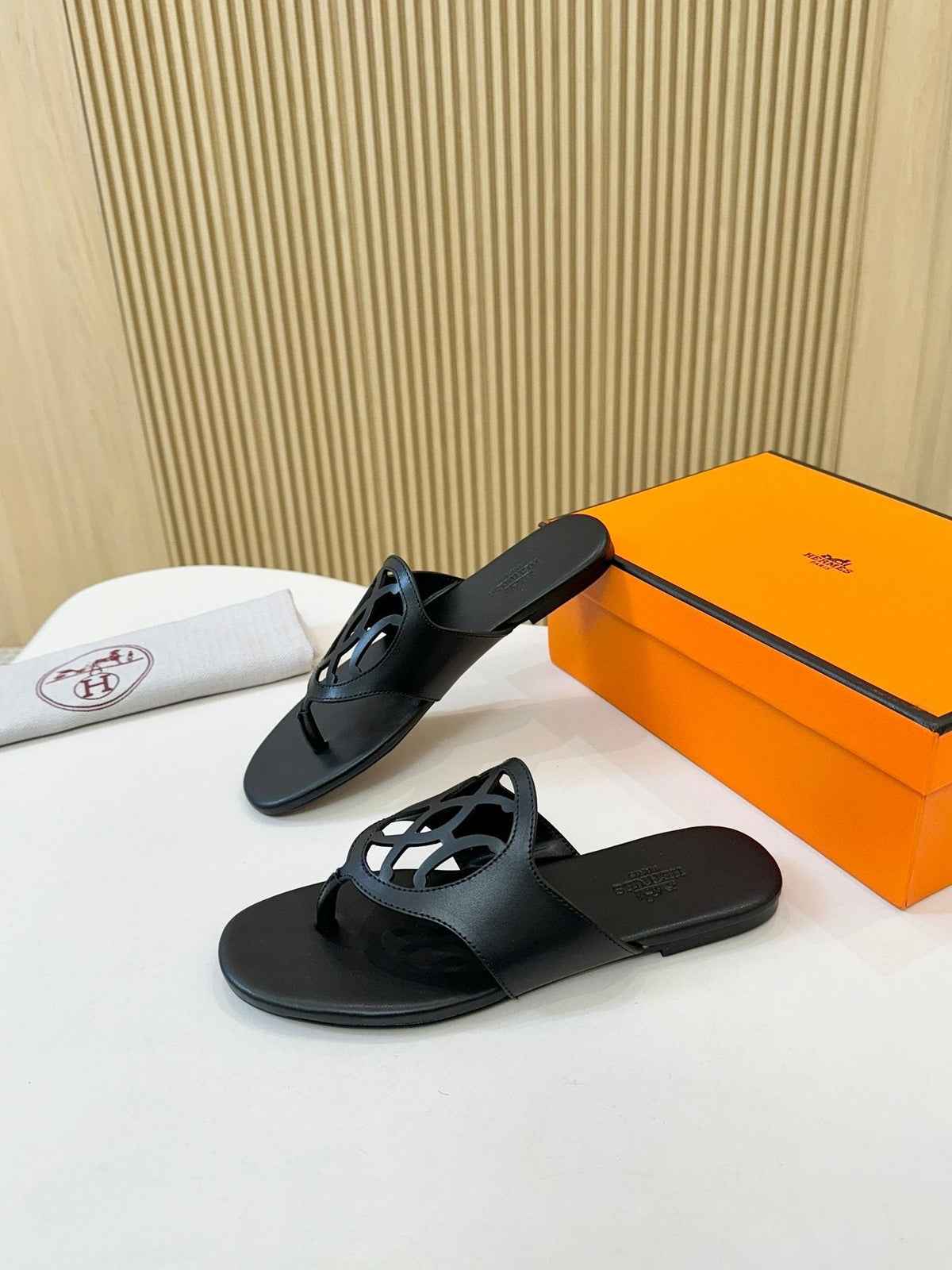 Hermès Cutout Strap Thong Sandals — front