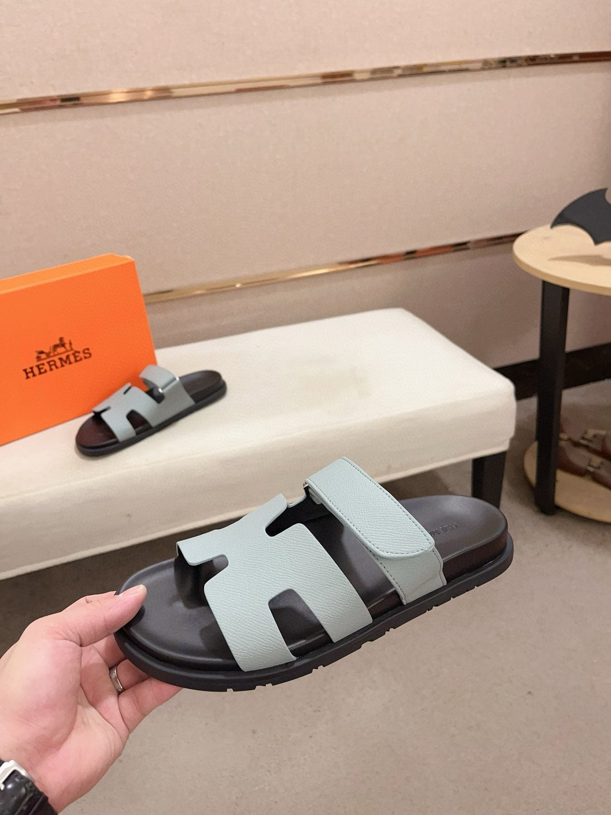 Hermès H-Cutout Slide Sandals — side