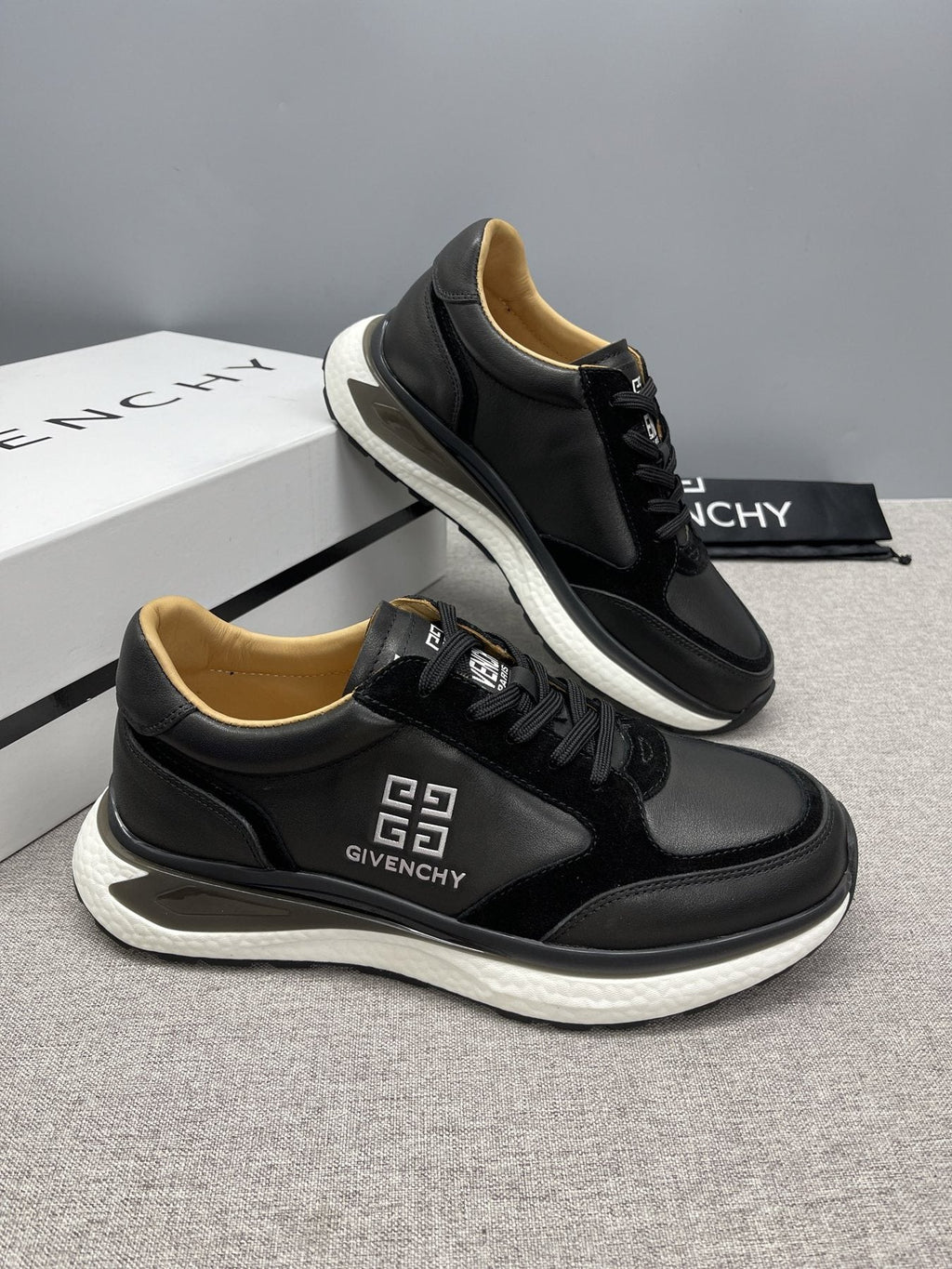 Givenchy Black and White Low-Top Sneakers — side
