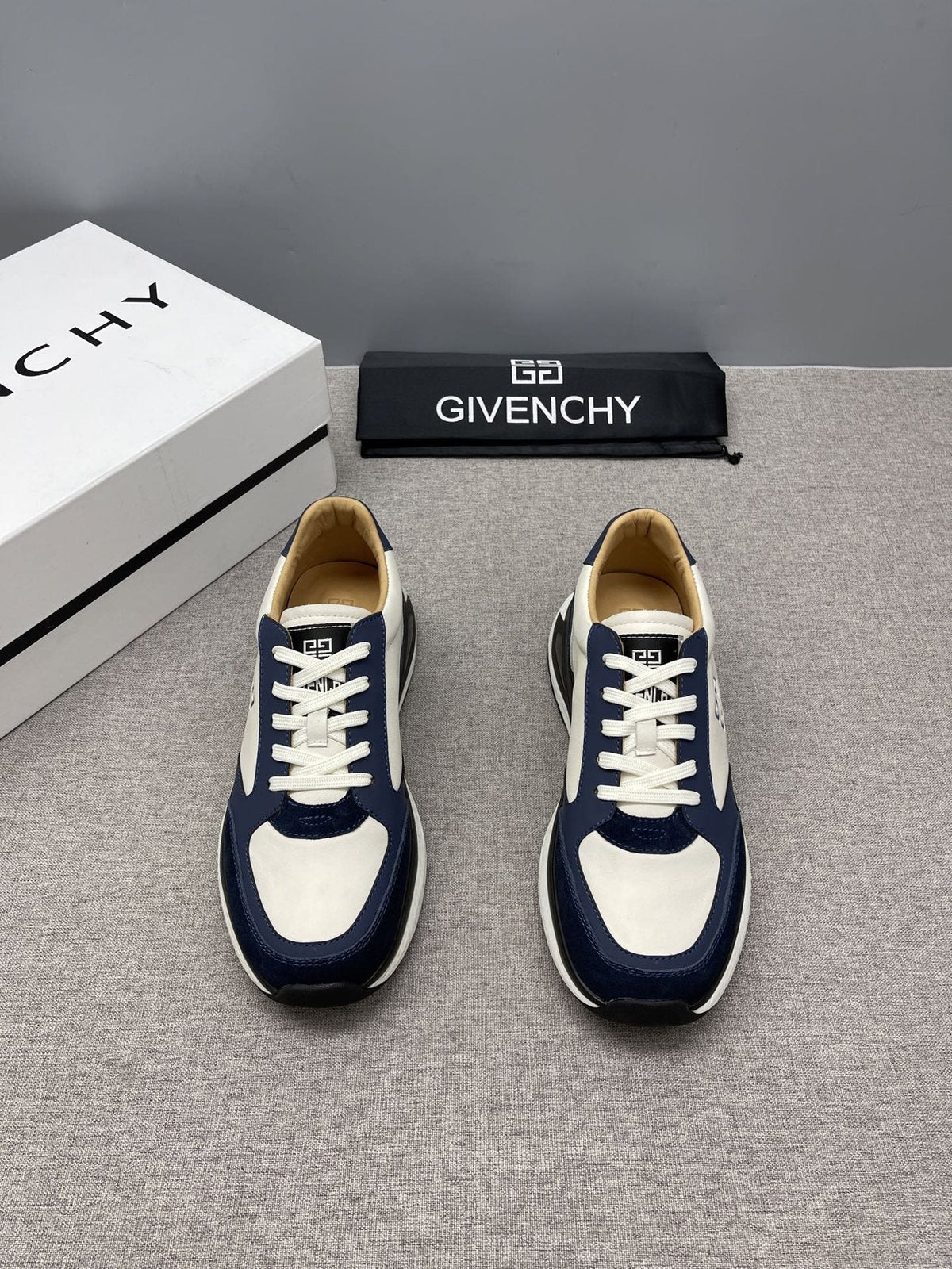 Givenchy Black and White Low-Top Sneakers — front