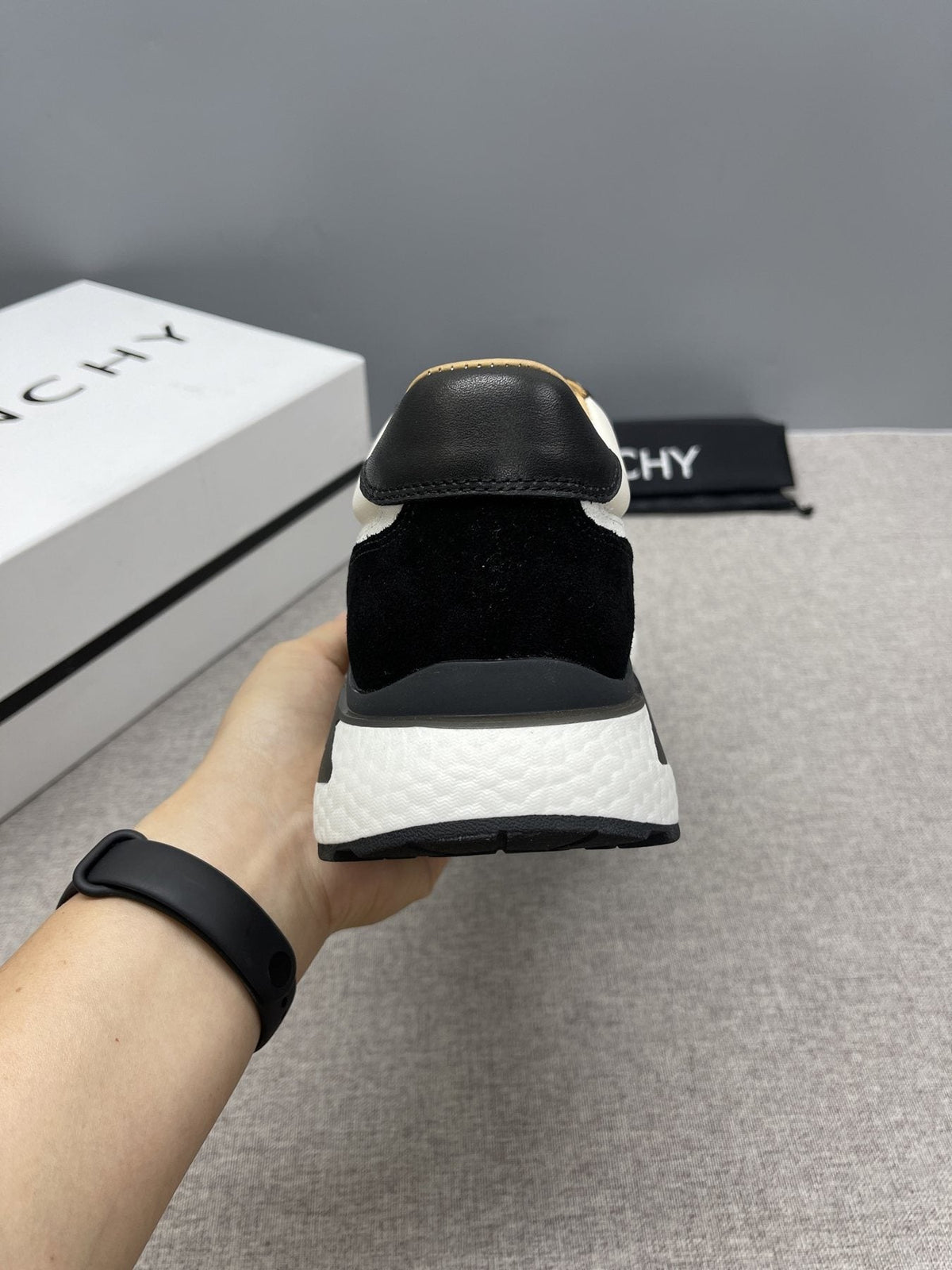 Givenchy Black and White Low-Top Sneakers — back