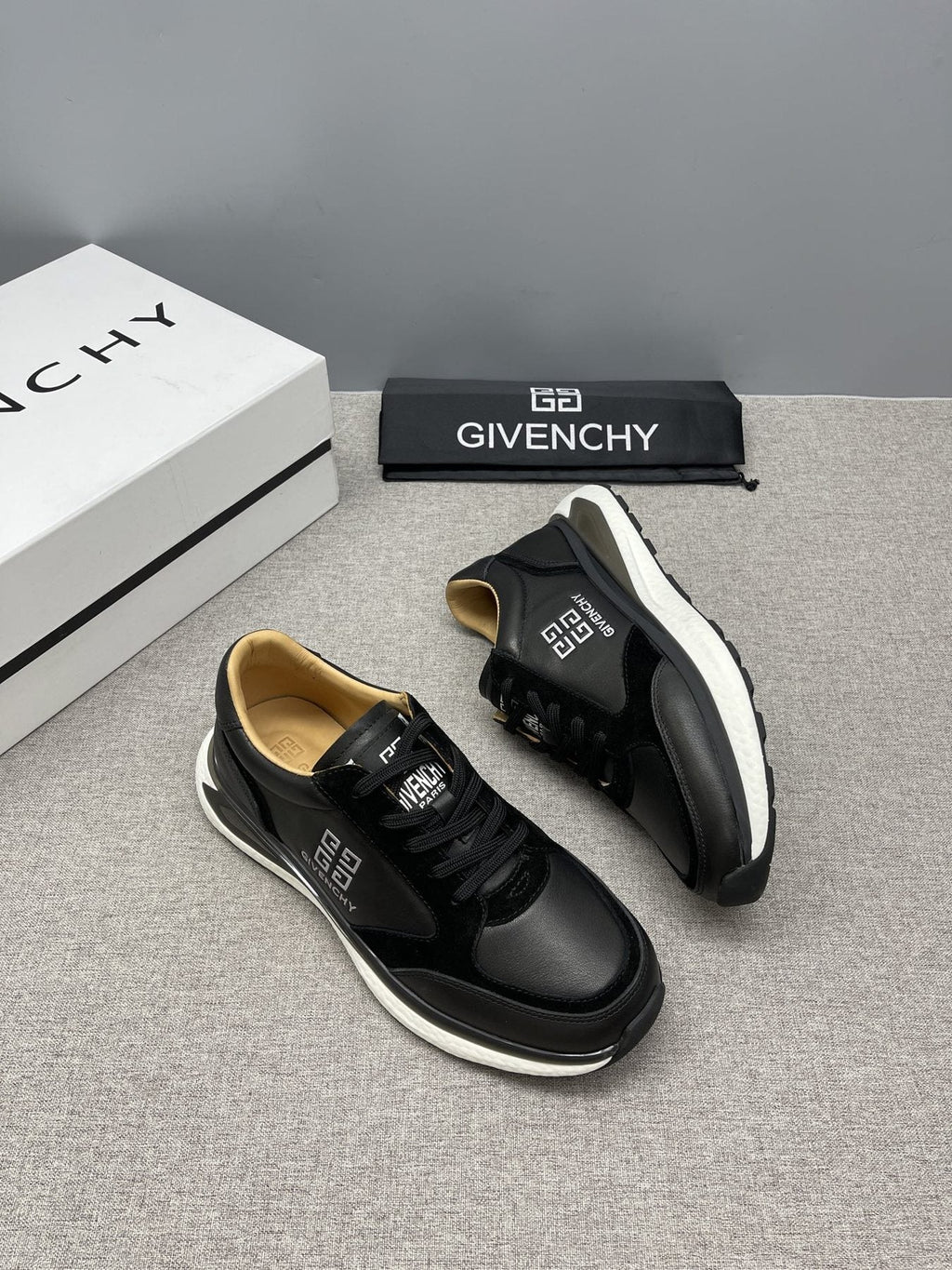 Givenchy Black and White Low-Top Sneakers — front