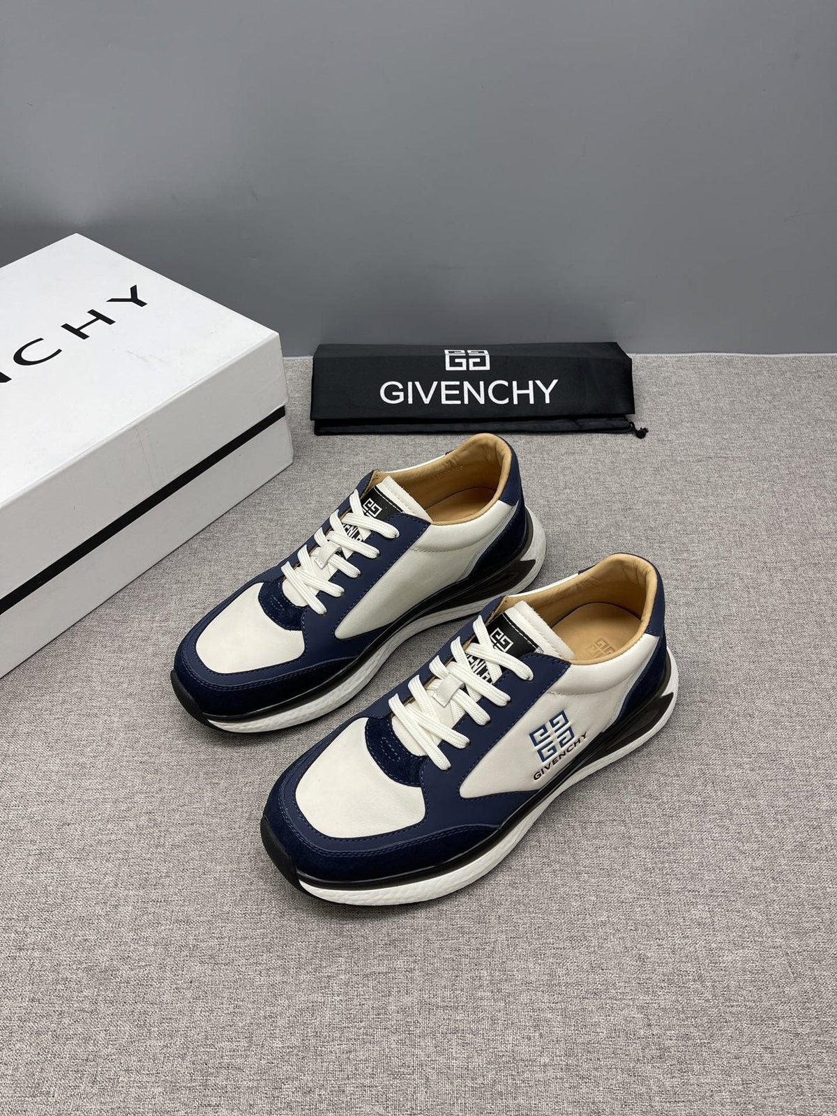 Givenchy Black and White Low-Top Sneakers — side