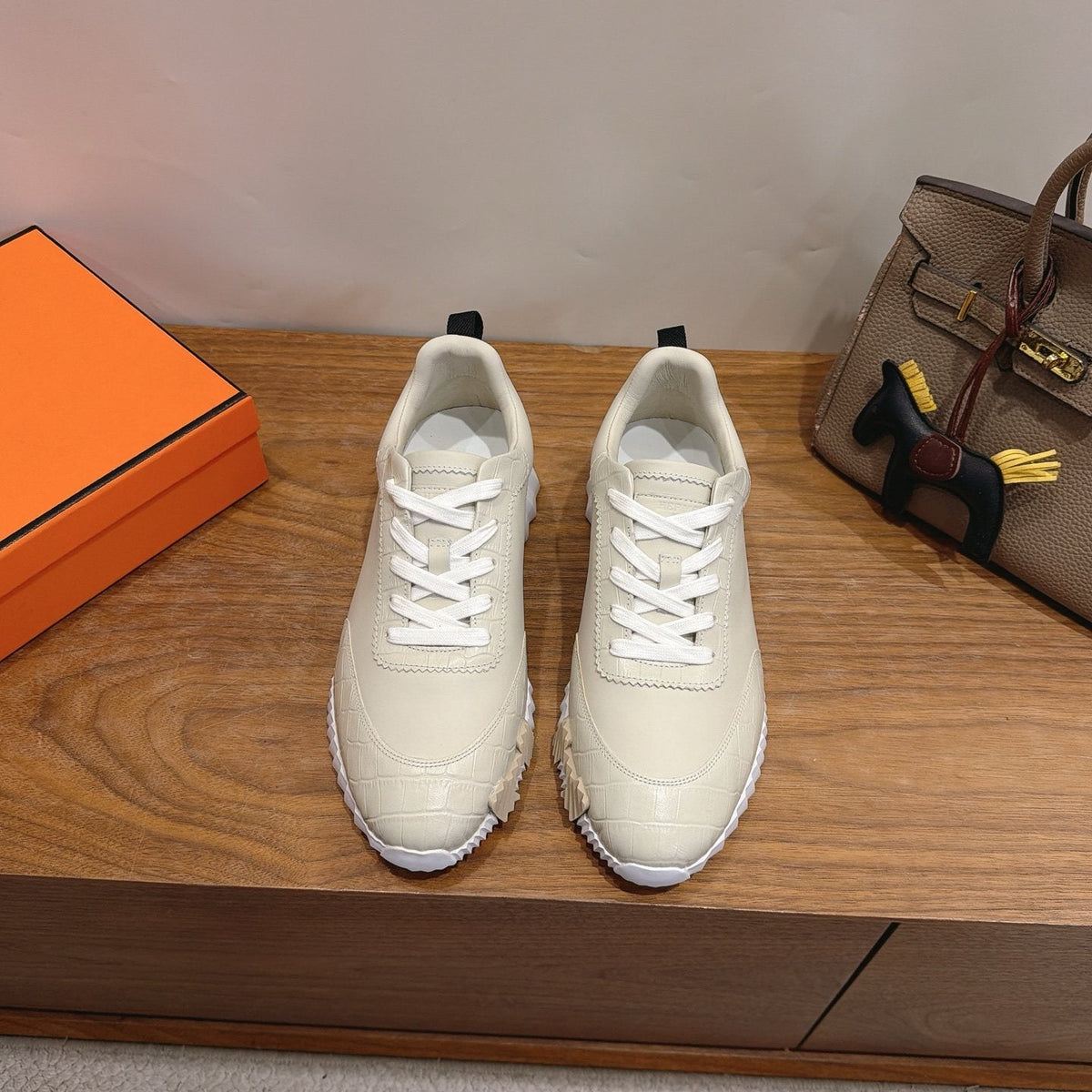 Hermès Color-Block Lace-Up Sneakers — front