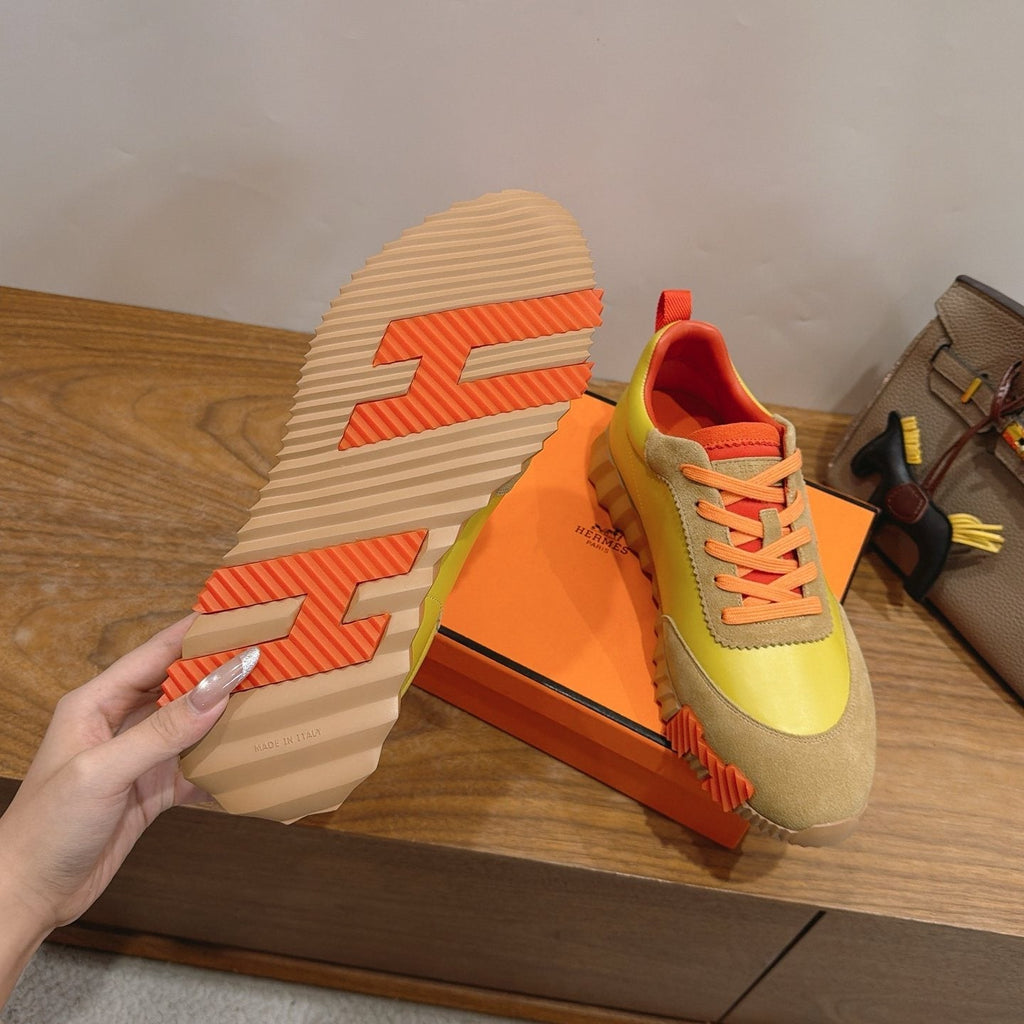 Hermès Color-Block Lace-Up Sneakers — side