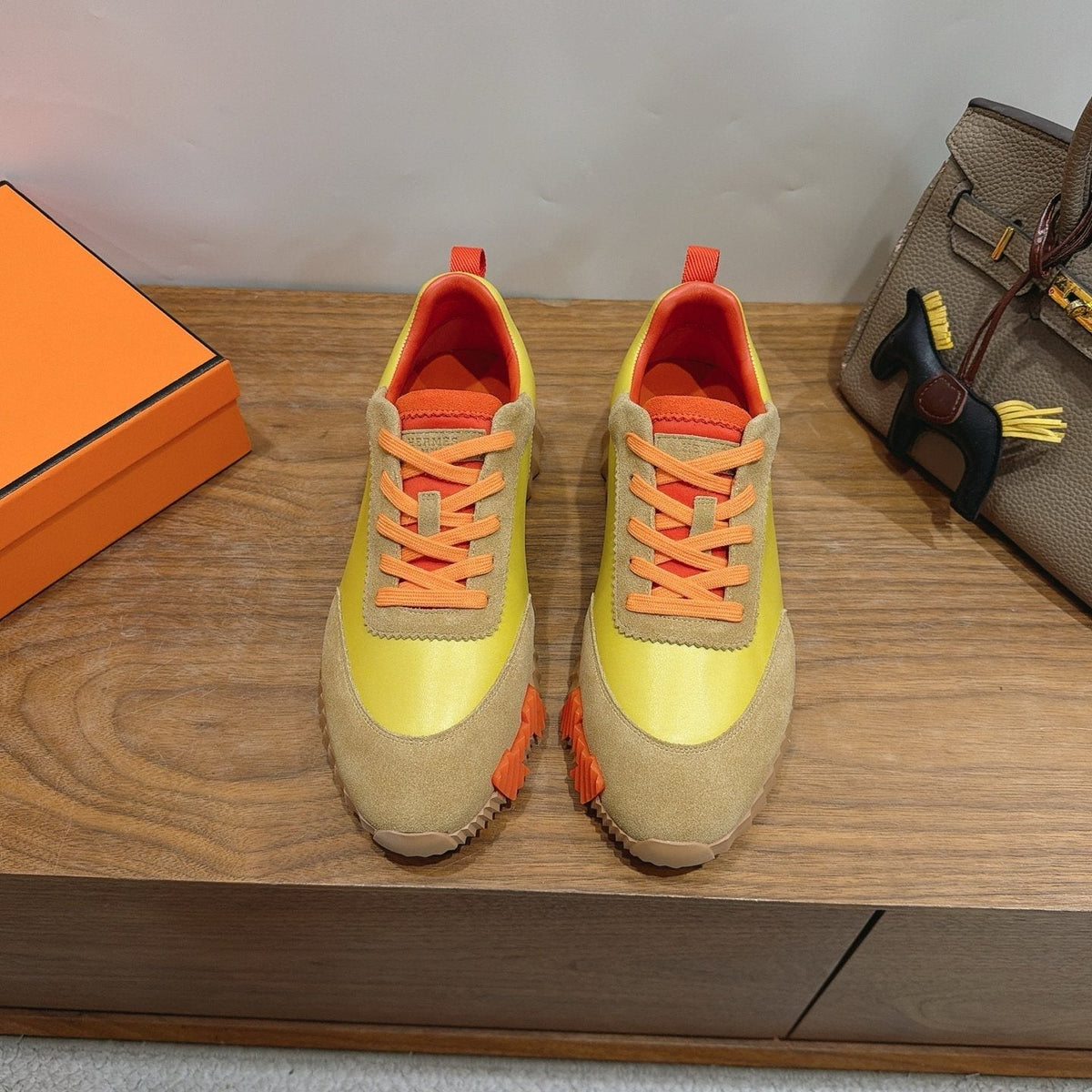 Hermès Color-Block Lace-Up Sneakers — front