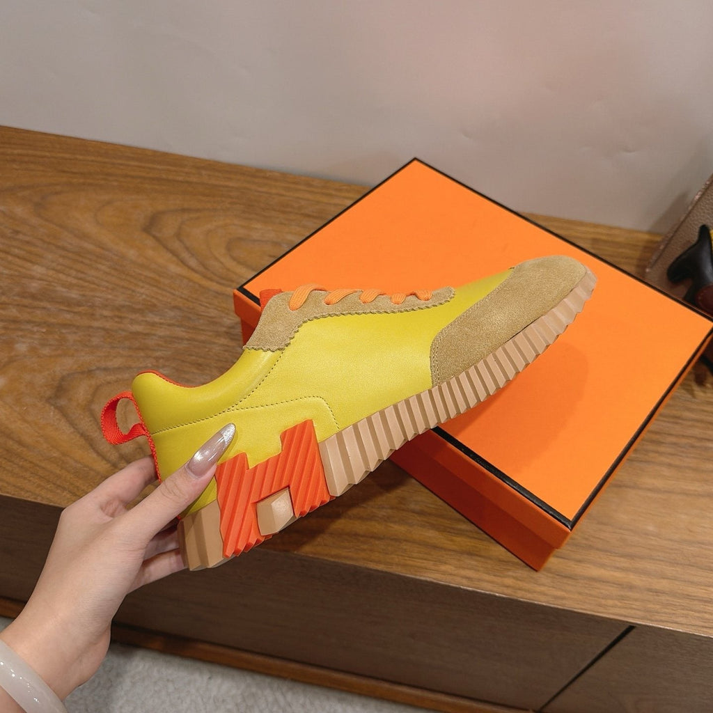 Hermès Color-Block Lace-Up Sneakers — side