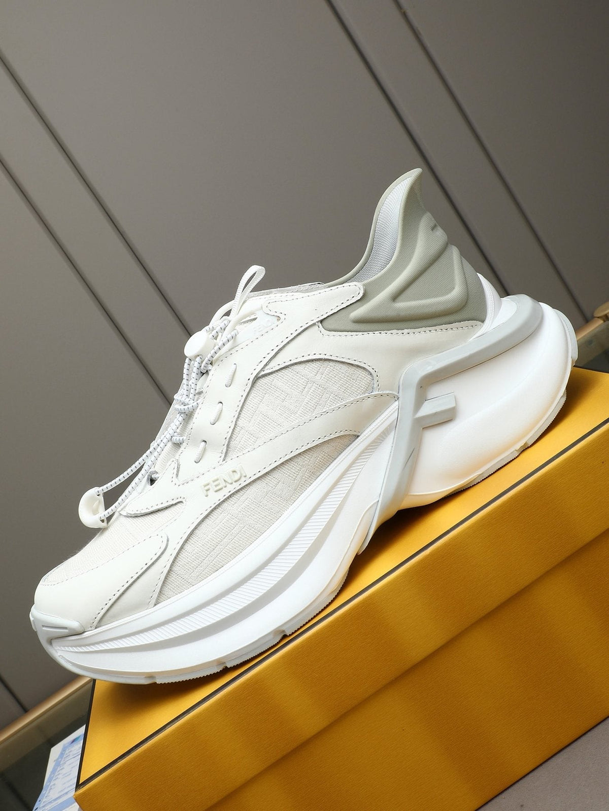Fendi Black and Charcoal Gray Platform Sneakers — side
