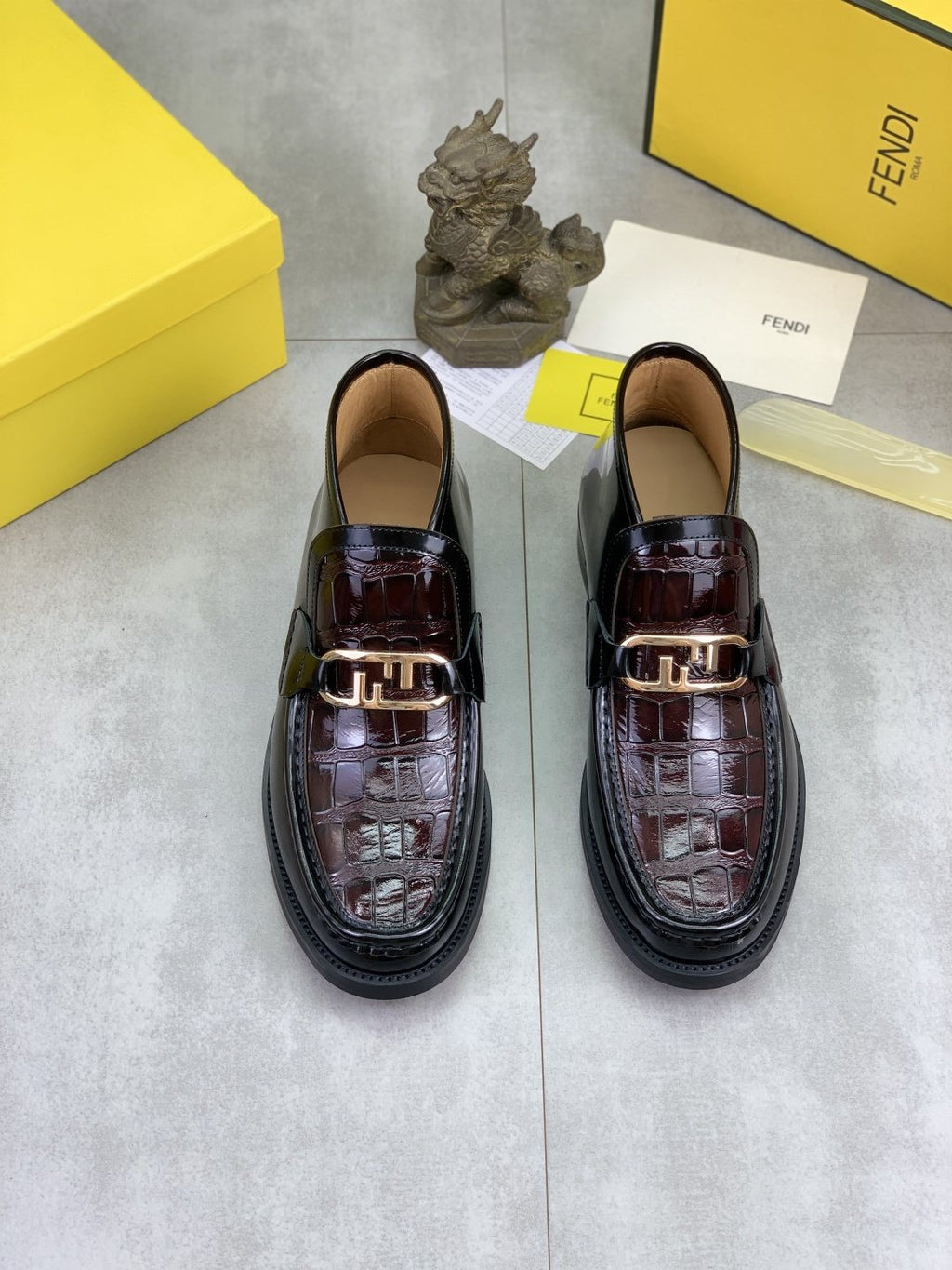Fendi Croc-Embossed Buckle Ankle Boots — hero