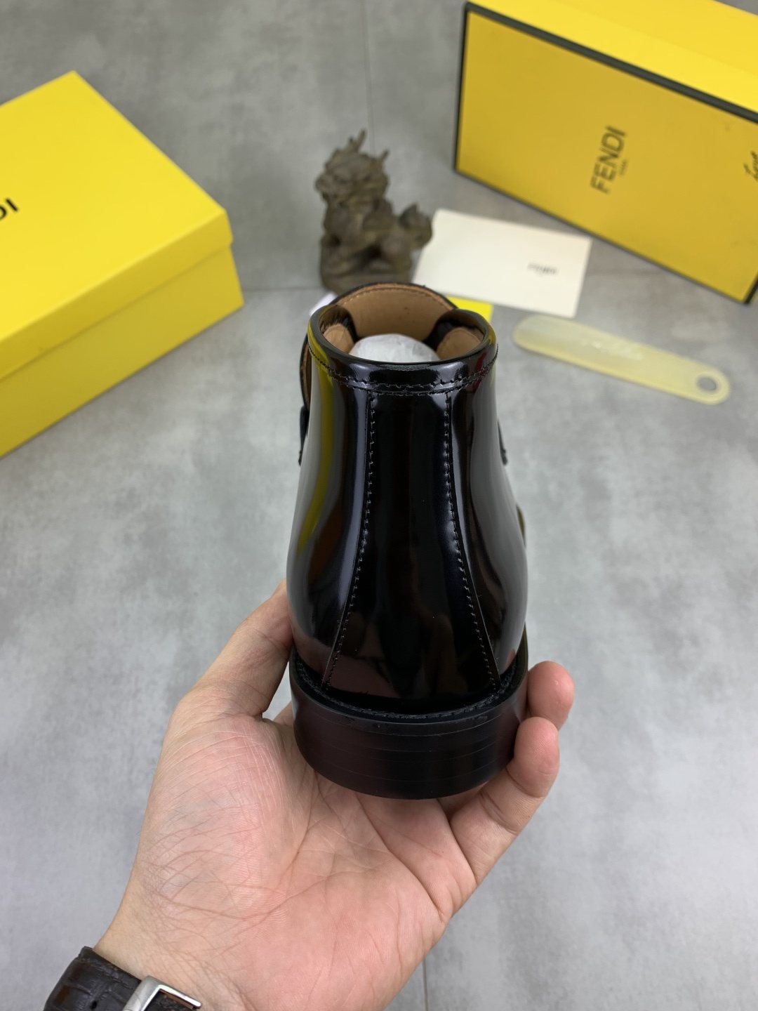 Fendi Croc-Embossed Buckle Ankle Boots — back