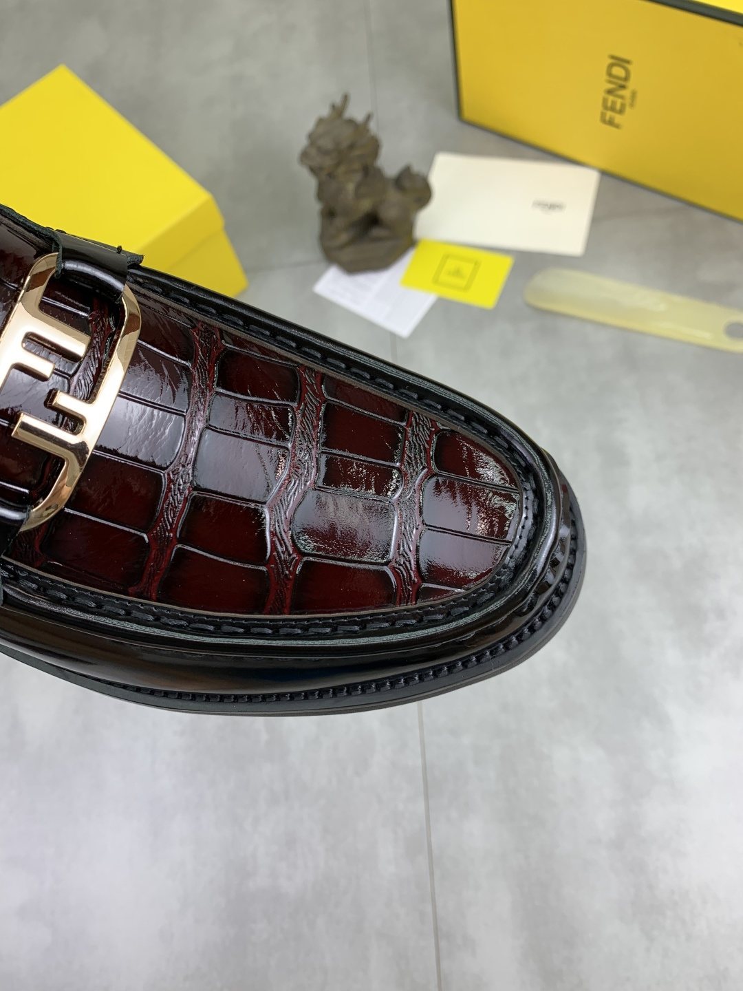 Fendi Croc-Embossed Buckle Ankle Boots — detail