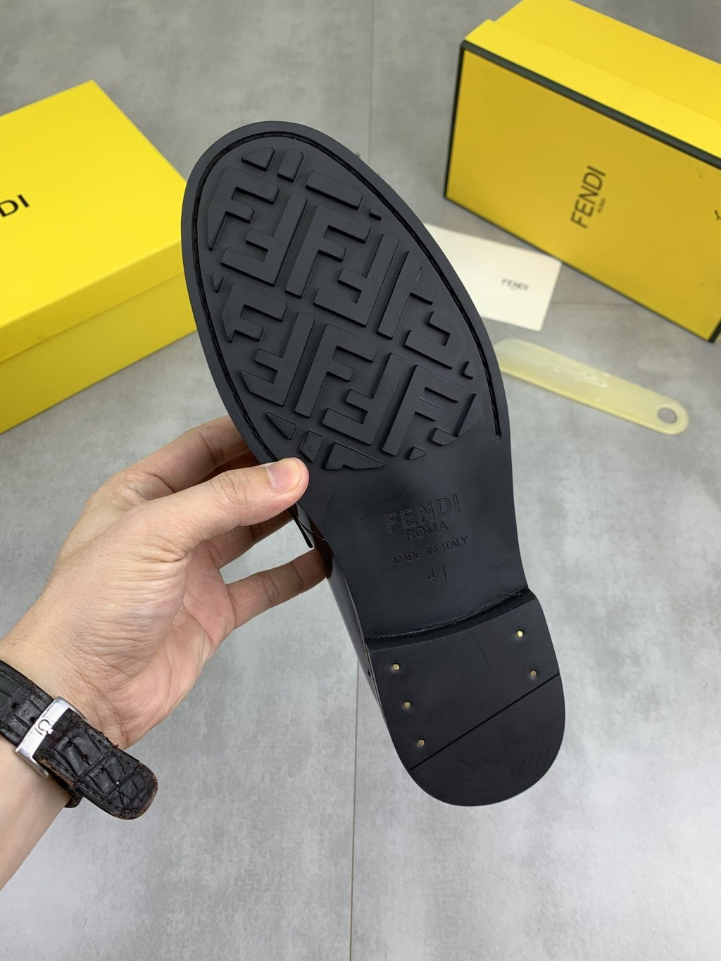 Fendi Croc-Embossed Buckle Ankle Boots — detail