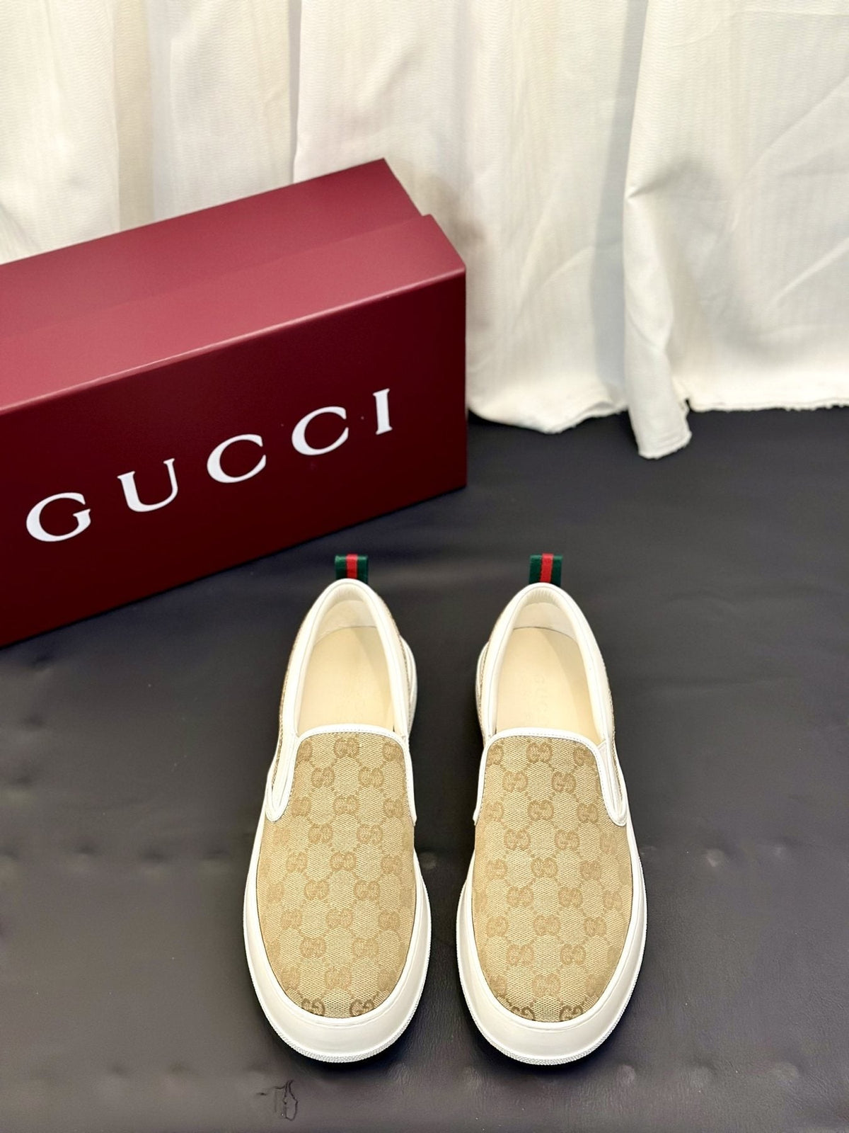 Gucci Patterned Slip-On Shoes — front
