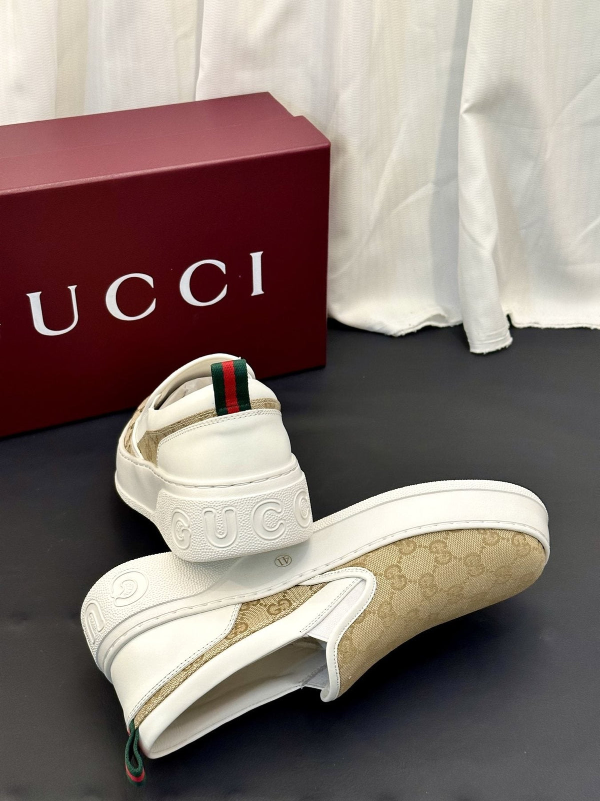 Gucci Patterned Slip-On Shoes — back