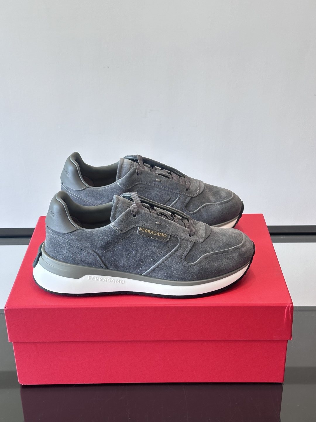 Ferragamo Low-Top Lace-Up Sneakers — front