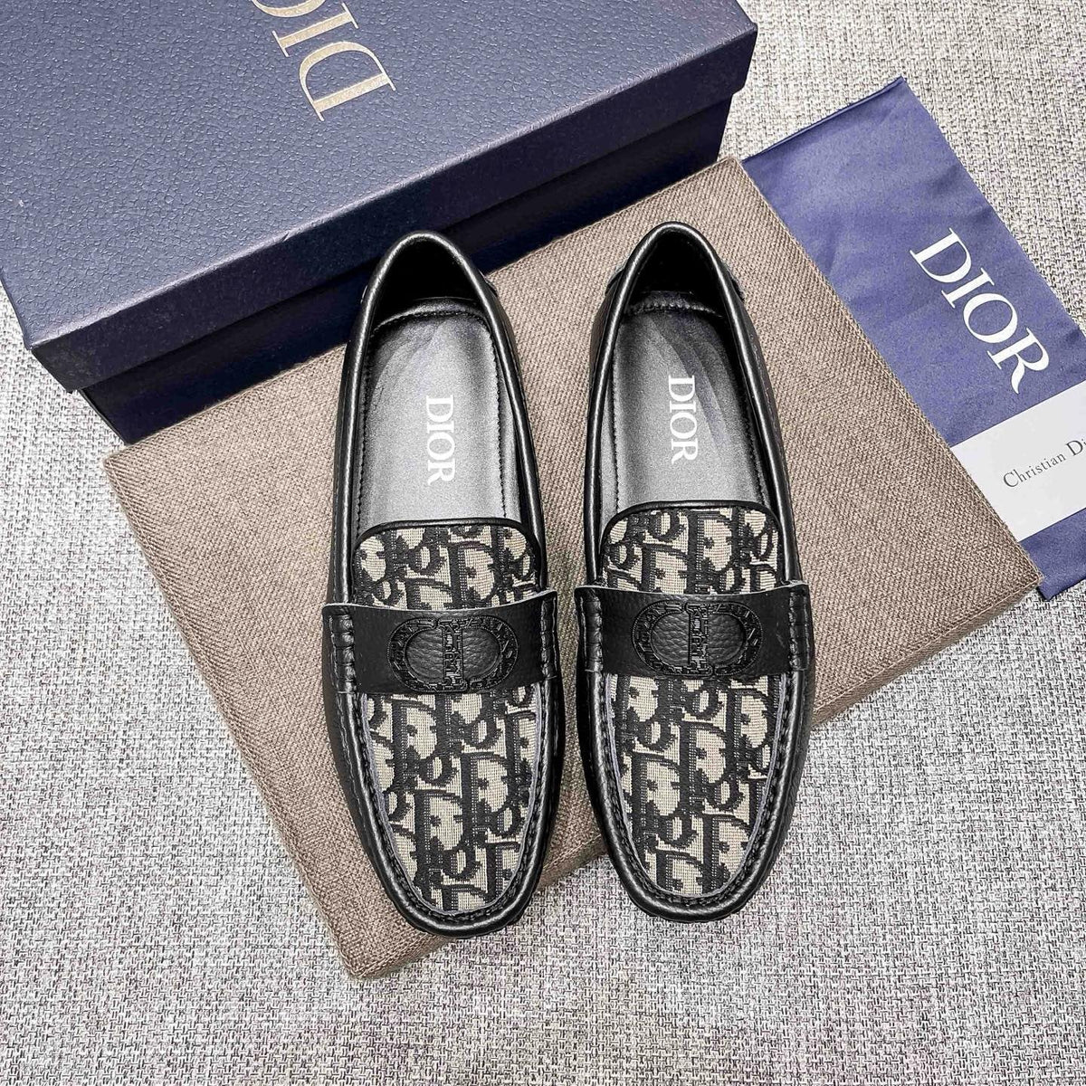 Dior Patterned Strap Loafers — front