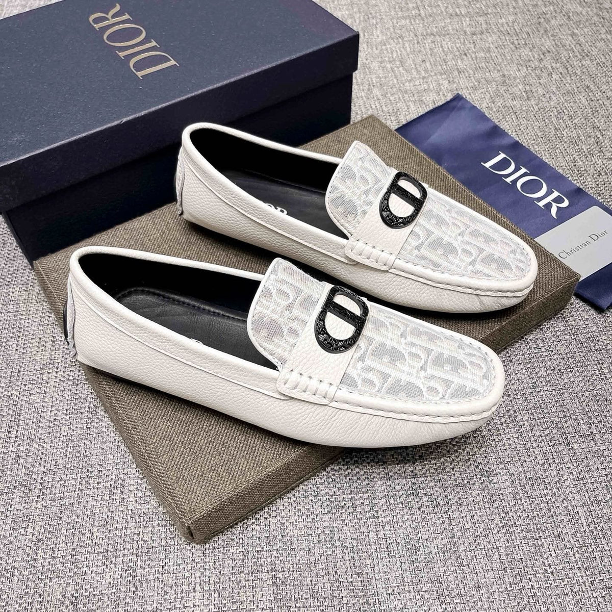 Dior Patterned Strap Loafers — front
