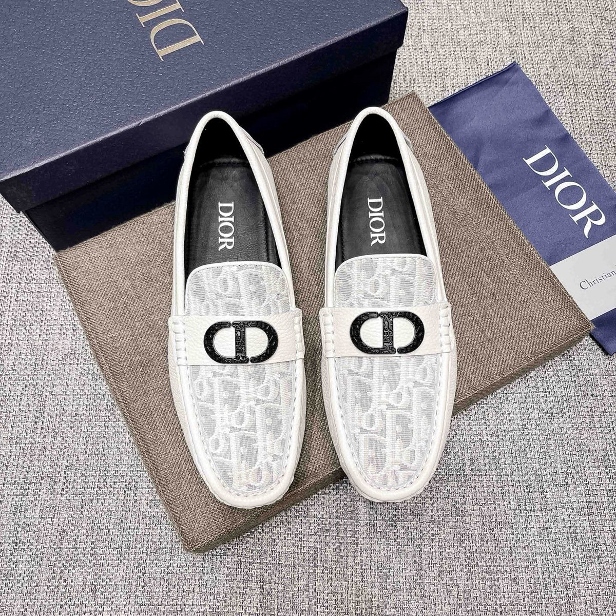 Dior Patterned Strap Loafers — side
