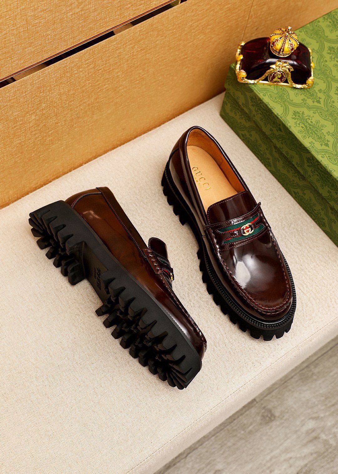 Gucci Leather Lug-Sole Loafers — side