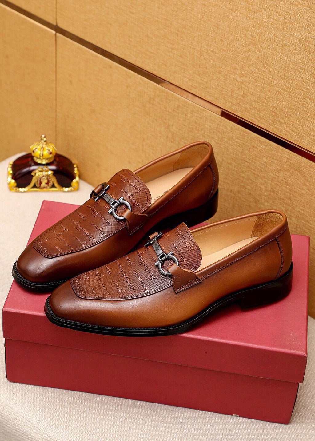 Ferragamo Textured Leather Loafers — front